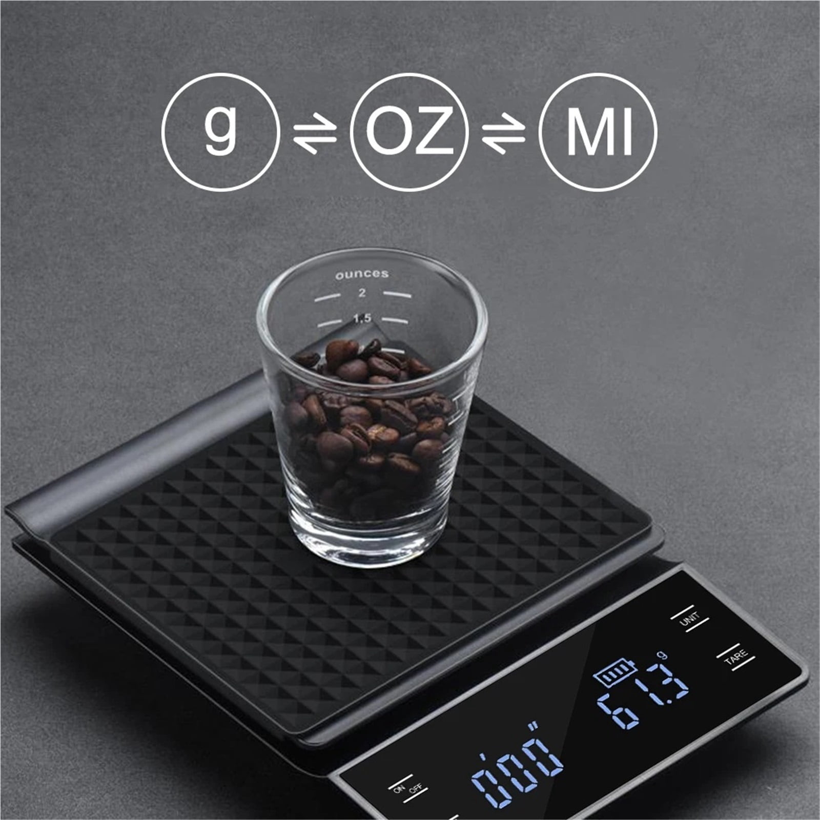 Rechargeable Type-C 3KG/0.1g Electronic g/oz/ml LED display Coffee Kitchen Weight Scale High Precision Auto Timer Digital