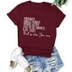 thumbnail image 4 of Gibobby Camisetas Mujer Manga Corta Camiseta suelta con estampado blusas para mujer, blusa informal con cuello redondo y mangas con letras, blusa para (Vino,CH), 4 of 5