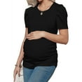 thumbnail image 4 of Short Sleeve Women's Maternity Shirt Casual Puff Sleeve Knit Tops, 4 of 6