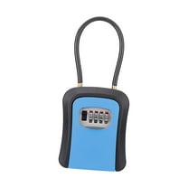 Colaxi Box Key Security Box with 4 Digit Combination Steel Cable Shackle Weatherproof Portable for Door Knob or Car Durable Blue