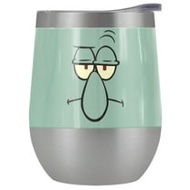 Spongebob Official Squidward Angry Face 12 oz Stemless Tumbler, Stainless Steel Travel Cup|Lake Tumbler|Insulated with Leak Resistant Slide-Lock Lid