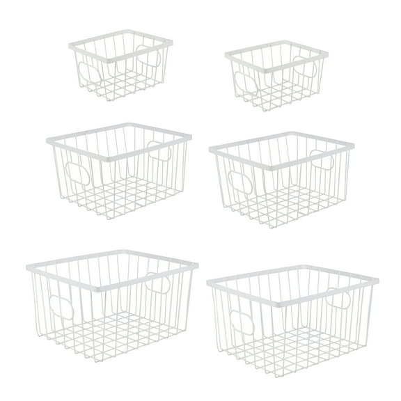 happimess BSK3001B-6SET Camden Vintage Industrial Handmade Wire Metal Nesting Storage Baskets, White (Set of 6)