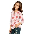 thumbnail image 3 of Abcomgle Kids Long Sleeve Shirt Girls Casual Strawberry Graphic Henley Button Tshirts for Girls Winter Basic Girls Tops Cute Girls Sweatshirts, 3 of 5