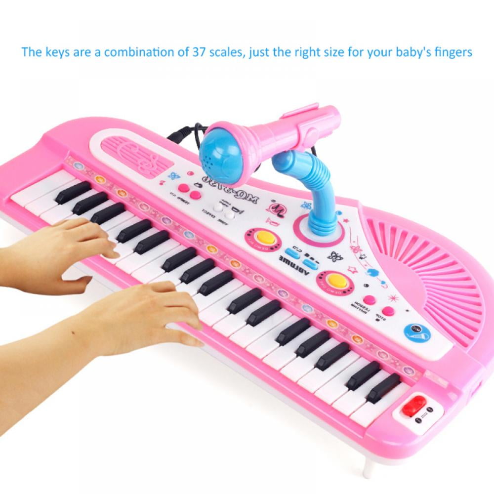 aPerfectLife 37 Keys Multi-Function Charging Electronic Kids Piano Keyboard Educational Toy Organ for Kids Toddlers Children with Microphone Pink 