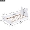 thumbnail image 4 of Twin Size Teddy Upholstered Daybed with Carton Ears Shaped Headboard, Upholstered Platform Bedwith No Box Spring Needed for Kids, Girls, Boys, White, 4 of 9