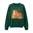 thumbnail image 4 of Womens Plus Size Halloween Cat Pumpkin Sweatshirt Retro 90s Graphic Crewneck Soft Fall Pullover Tops Dark Green XL, 4 of 4