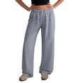 thumbnail image 2 of Baggy Wide Leg Sweatpants Women Lightweight Low Rise Sweatpants with Pockets Spring Comfy Yoga Pants Cotton Joggers Gray XL, 2 of 7