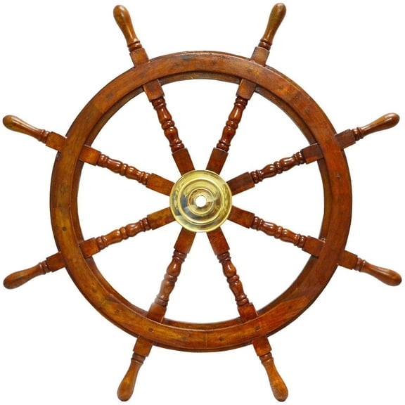 Vintage Armour Store Ship Wheel Ships Steering Wheel Boat Wheel Pirate Ship Wheel Captains Wheel Nautical Decor Wooden Ship Wheel (36 inch Dia)