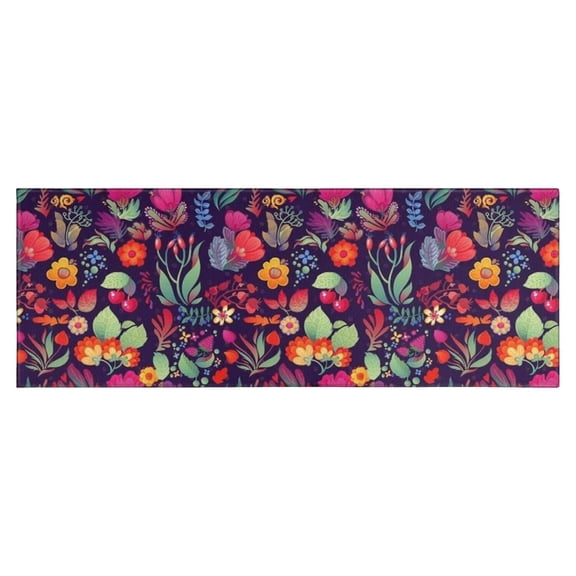 Pioneer Flower Floral Print Pattern Kitchen Rug Mat,Kitchen Runner Rugs Non Skid Washable,Decorative Kitchen Floor Mats for Kitchen,Sink,Laundry,17"X47"