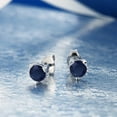thumbnail image 3 of Gem Stone King 1.20 Ct Round 5mm Blue Sapphire 925 Sterling Silver Cat Design Stud Earrings for Women Men, 3 of 4