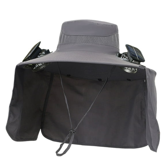 Solar Powered Hat Fan with 2 Fans Mosquito Repellent Outdoor Cooling Cap Adjustable Speeds Cloth Material