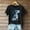 Black, variant on Qulqfy Cartoon Shirts Women Cute Black Puppy Dog Print Shirts Short Sleeve Women's Graphic Tops L