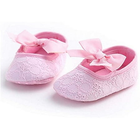 

Binpure Newborn Baby Girls Shoes Soft Sole Bow Crib Shoes Slip-On Solid Shoes