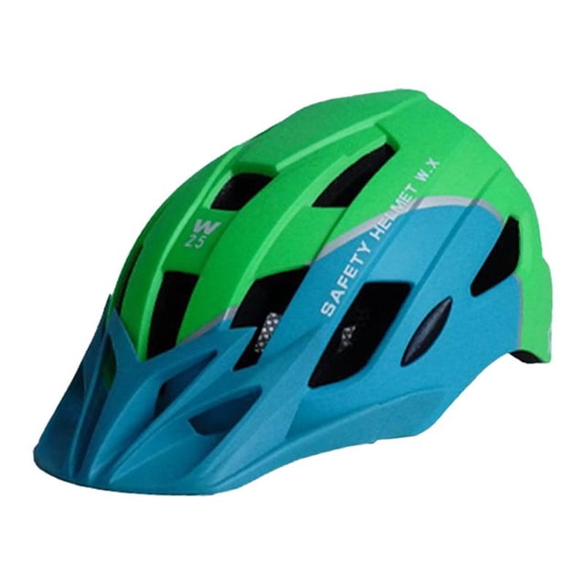 Casco de bicicleta portátil y ergonómico para entusiastas y principiantes de la bicicleta de carretera. Verde Azul