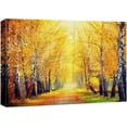thumbnail image 1 of Canvas Print Wall Art Sunlight Shine Over Yellow Autumn Forest Path Nature Wilderness Photography Modern Art Rustic Scenic Colorful Multicolor for Living Room, Bedroom, Office - 12"x18", 1 of 5