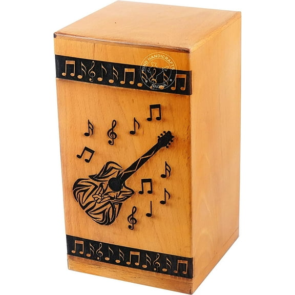 Wooden Urns for Human Ashes Adult Large - Beech wood Cremation Urn for Ashes -Burial Urn for Columbarium - Funeral Urn Box (250 LB - Beechwood, Guitar-2)