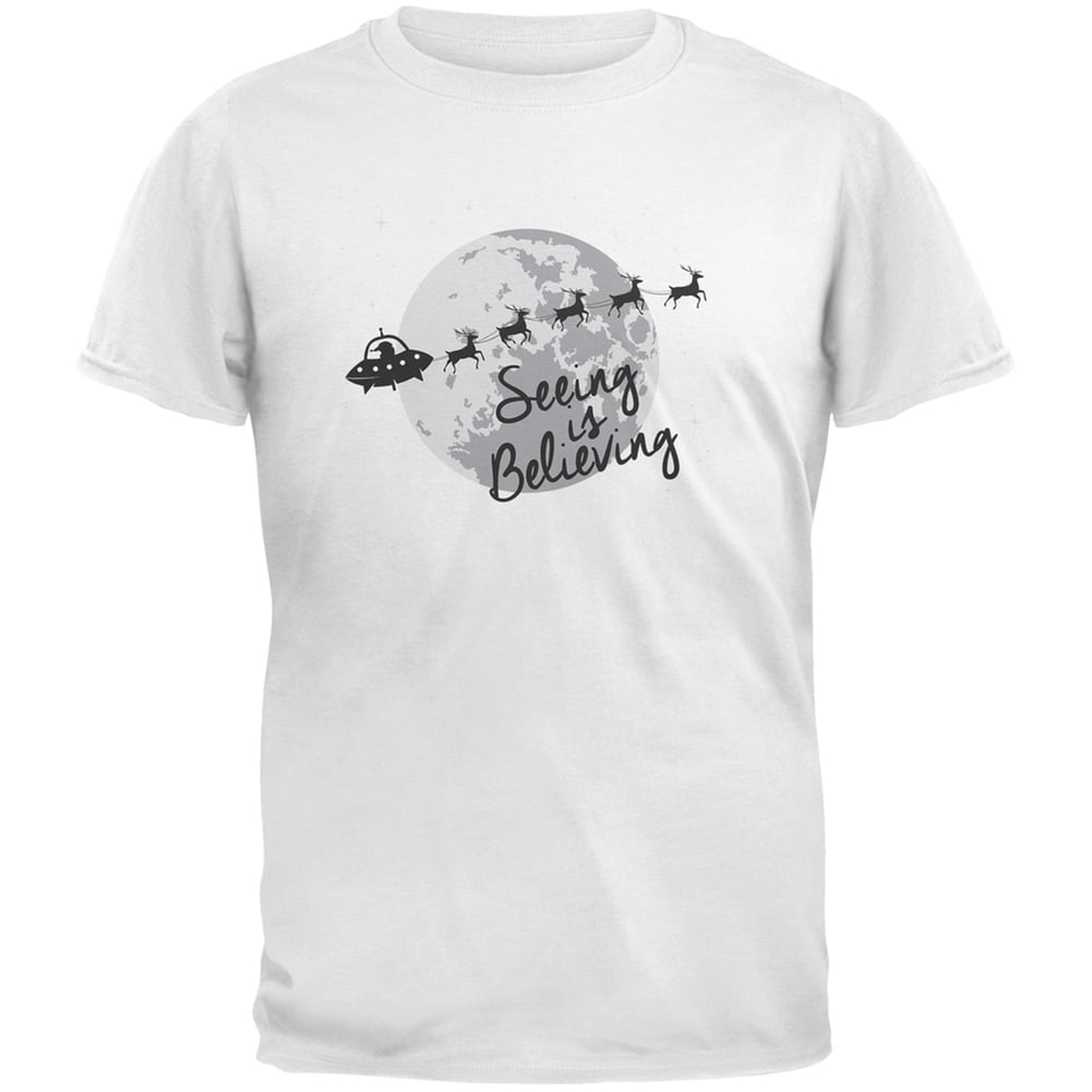 Old Glory Seeing is Believing Alien Santa Blue Adult Crew Neck Sweatshirt