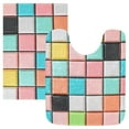 thumbnail image 7 of Yayeee Bath Rugs for Bathroom Floor Set of 2 Non Slip Fluffy Soft Absorbent Mat, Colorful Checkered Pattern, 7 of 7