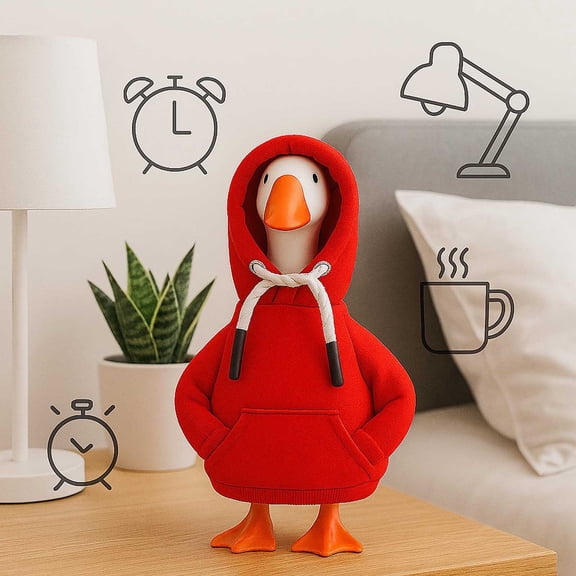 Hometravel Mini Porch Goose Magnetic Statue, Tabletop Goose Outfit with Hoodie Keychain, Decorative Accessory for Desk, Shelf, Fun Home Decor Accent Piece