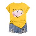 thumbnail image 4 of LUOGENLI T-shirts pour Femme pour Femmes Mode Décontractée T-shirts Imprimés Col Rond Manches Courtes T-Shirt Hauts Tunique Blouse T-shirts pour Femmes T-shirts Graphiques T-shirts Pêche Saint-Valentin Jaune m, 4 of 4