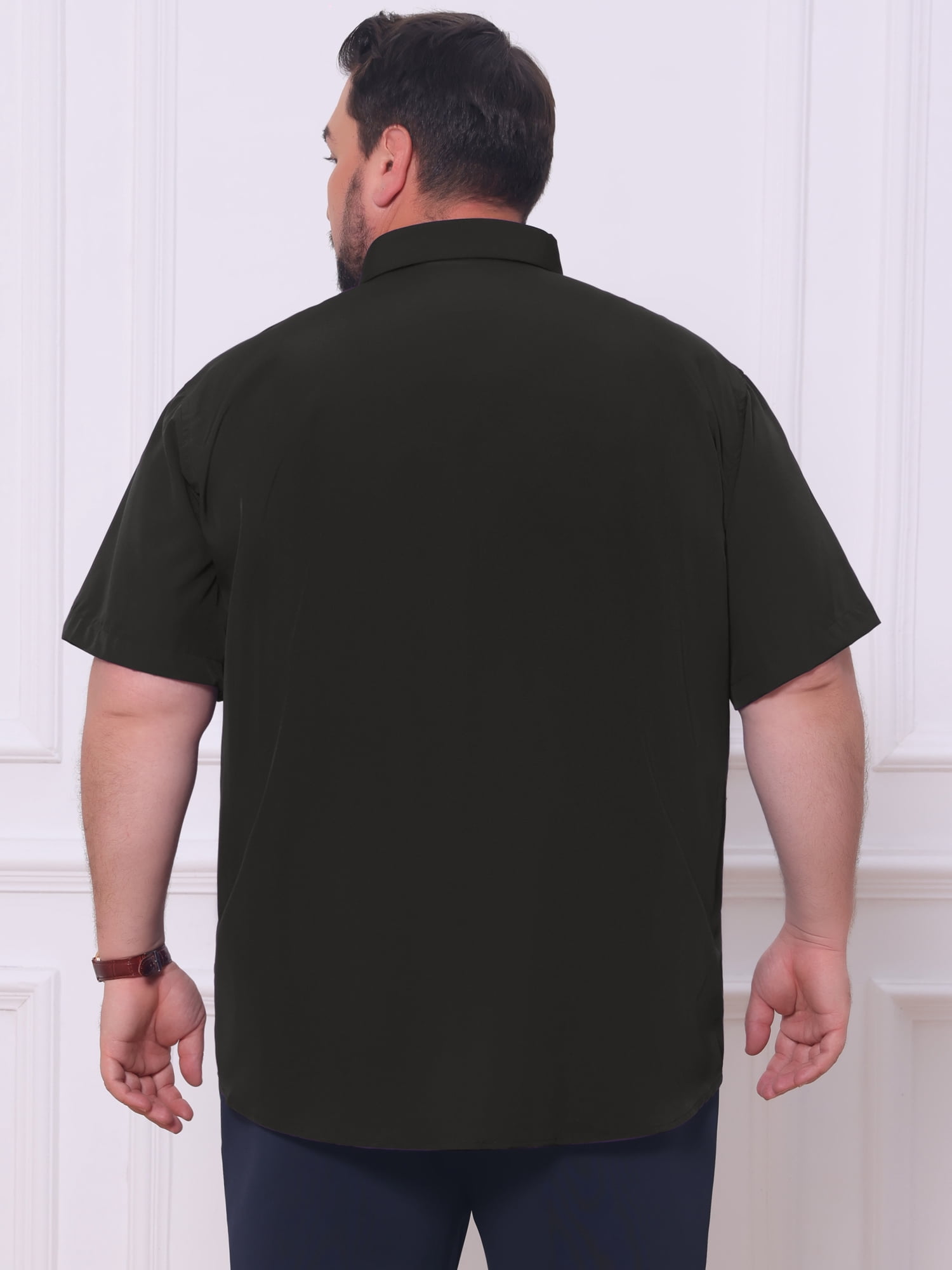 DARING DIVA Men's Big and Tall Business Dress Shirt with Chest Pocket 3XL Black