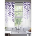 thumbnail image 5 of Purple Ombre Botanical Semi Sheer Window Curtains 72 Inches Long, Watercolor Country Pastoral Leaf Rod Pocket Voile Silky Chiffon Curtain Light Filtering Drapes for Living Room, 52"x72", 2 Panels, 5 of 9