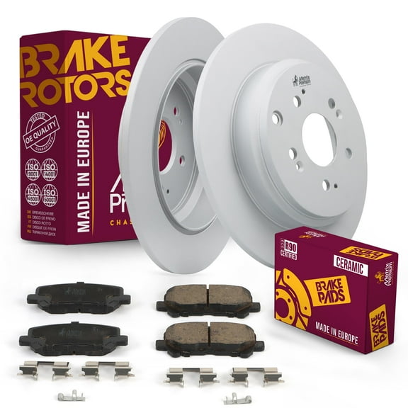 Metrix Premium Chassis Parts - Rear Ceramic Disc Brake Pad Set & Solid Brake Rotor Kit Fits 2007-2013 Acura MDX, 2010-2013 Acura ZDX, 2011-2017 Honda Odyssey, 2009-2015 Honda Pilot, Made in Europe