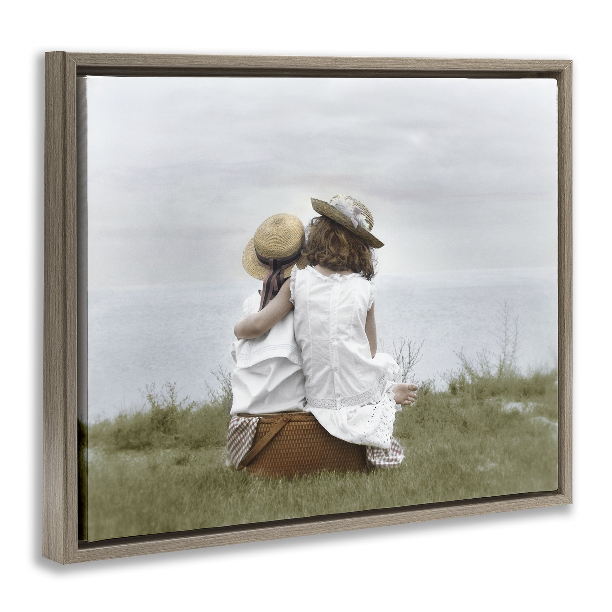 Stupell Industries Friends By The Ocean Brown Framed Floater Canvas Wall Art, design by Kendra Dew