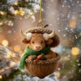 thumbnail image 2 of Forest Animal Acorn Ornaments Cozy Forest Christmas Decorations 2D Acrylic Rustic Animal Figurines Pine Cone Designs Holiday Home Decor with Highland Cow, 1PC, 2 of 3