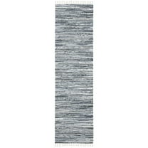 SAFAVIEH Rag Dania Striped Cotton Runner Rug, Grey, 2'3" x 10'