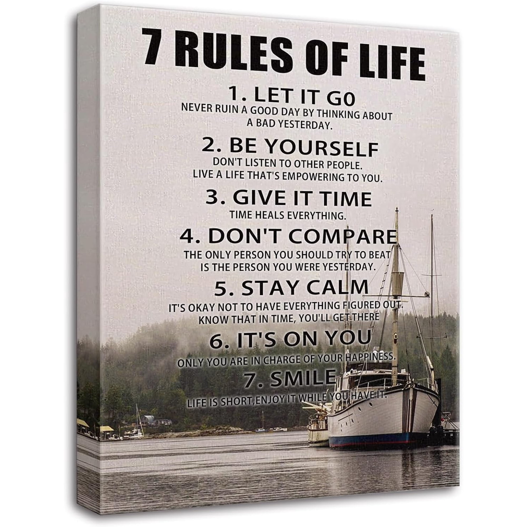 7 Rules of Life Motivational Posters Inspirational Quotes Positive Affirmations Wall Decor Wall Art for Office Posters for Men Motivational Wall Decor Wall Pictures for Living Room 12 x15