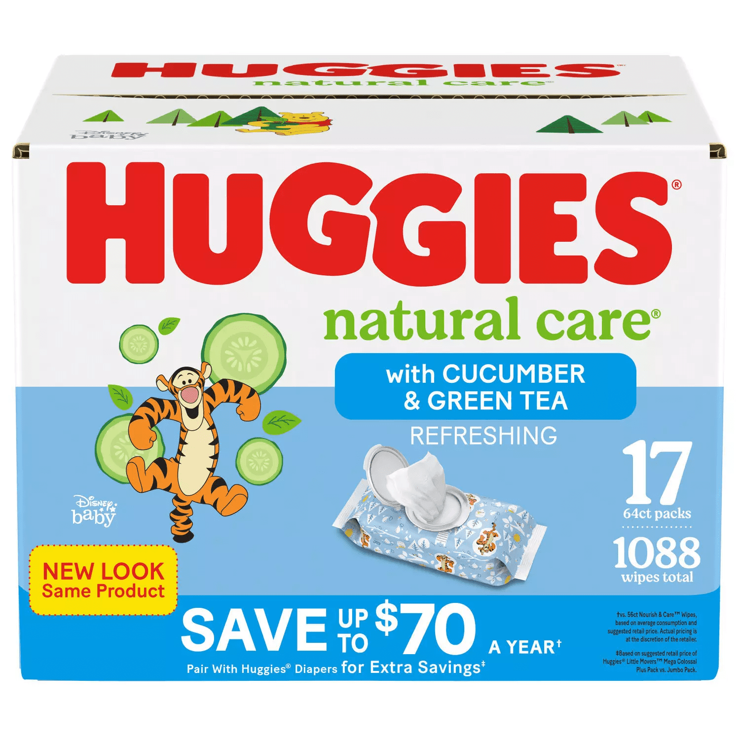 Huggies Natural Care Baby Wipes Refill, Refreshing Clean 1,088  count