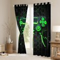 thumbnail image 2 of jejeloiu Green Teens Gamepad Curtains Pack of 2 (42x84 Each),Modern Gamer Curtains Blackout,Black Honeycomb Hexagon Bedroom Curtains For Boys Kids,Ultra Soft Home Decor, 2 of 5