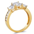 thumbnail image 2 of Wellingsale Ladies Solid 14k Yellow Gold Polished Emerald Cut 4 Prong CZ Cubic Zirconia 3 Stone Engagement Ring with Sidestones - Size 8, 2 of 4