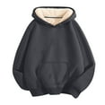 thumbnail image 2 of Bibifish Womens Hoodies Thick Lining Drop Shoulder Solid Color Hoodies Warm Cozy Fall Winter Drawstring Pullover Tops With Pocket, 2 of 4