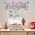 thumbnail image 2 of Pink Snowman Christmas Tie Up Valances Curtain, Xmas Floral Tree Snowflake Adjustable Rod Pocket Short Window Treatment Tie Up Curtains Valances for Kitchen Living Room Bathroom 42x18 Inches, 2 of 9