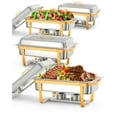 thumbnail image 1 of Chafing Dish for Buffet Set, 4 Packs 8 QT Chafers and Buffet Warmers Sets with Folding Frame for Weddings Parties Banquets Catering Events, Gold, 1 of 7
