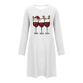 thumbnail image 5 of Womens Christmas Sleep Shirt Dress Long Sleeve Crewneck Nightgown Holiday Xmas Sleepwear Pjs Short Dresses White, L, 5 of 6