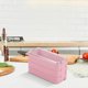 thumbnail image 4 of Lonchera Bento apilable para adultos | Recipiente para preparar comidas con 3 compartimentos y juego de utensilios | Plástico resistente a fugas | Apto para microondas y lavavajillas | Beige, rosa,, 4 of 7