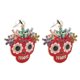 thumbnail image 2 of Pendientes llamativos con diamantes de imitación y aros de aleación para un glamour diario y un toque festivo. Pendientes con calavera roja brillante, 2 of 8