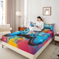 thumbnail image 4 of Castle Fairy Teens Blue Gamer 3pcs Twin Sheet Sets,Video Game Twin Fitted Sheet,Graffiti Splash Breathable Flat Sheet,Breathable Home Decor, 4 of 7
