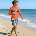 thumbnail image 4 of Bathing Suits for Teens Rash Guard Swimsuits Set for Boys Hawaiian Print Long Sleeve Swim Shirt with Swim Trunks Vacation Modest Two Piece Swim Set for 3-14Years, 4 of 7