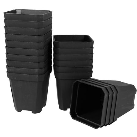 Pretyzoom 20Pcs Outdoor Planting Pots Black Plastic Flower Pots with Drainage Holes