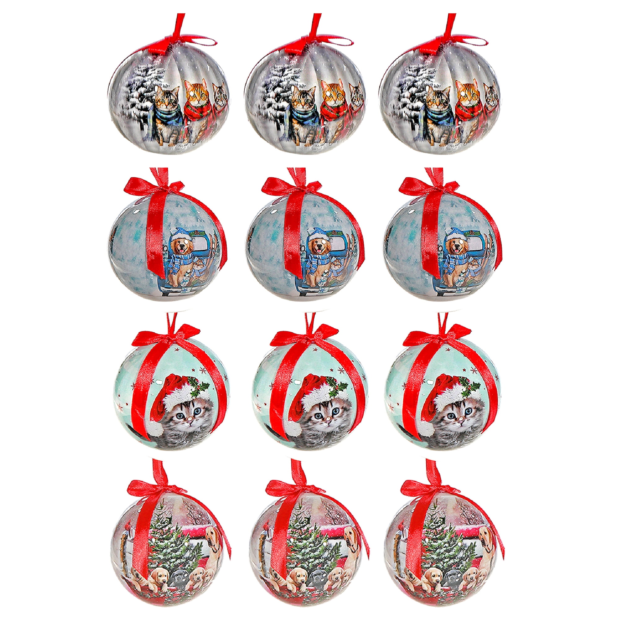 Cats And Dogs Ribbon Ornament (Asstd) (12/Disp) - Set of 12