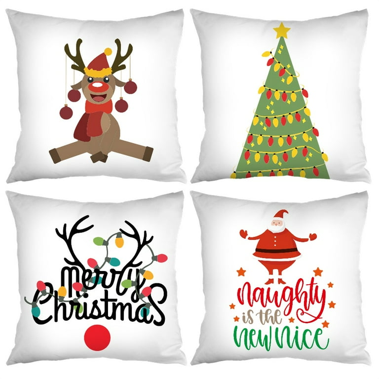 Christmas Pillow Covers 18x18 Set of 4 Throw Pillow Cover