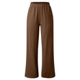 thumbnail image 3 of DuoJiaJ Casual Linen Wide Leg Pants Loose Fit High Waist Comfortable Trousers For Everyday Wear Women's Wide Leg Pants Brown S, 3 of 5
