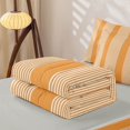 thumbnail image 5 of Castle Fairy Geometric Thin Vertical Stripe Zipper Queen Comforter Set with Fitted Sheet and 2 Pillowcases,Vintage Wide Band Zipper Bedding Set,Orange White,Reversible, 5 of 7