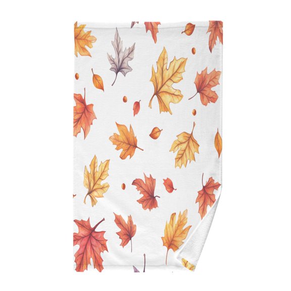 Yayeee 100% Cotton Hand Towels for Bathroom 16" x 28" Soft Absorbent Kitchen Towel, Watercolor Autumn Leaves