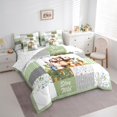 thumbnail image 3 of Manfei Kawaii Jungle Animal Twin Bedding Sets 7-Piece, Leaf Botanical Bedding Comforter Set, Green Patchwork Plaid Sheet Sets, Super Cozy Room Decor, 3 of 7