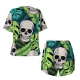 thumbnail image 5 of Naloa Skull and Palm Leaves Women's Short-Sleeved Pajama Set, Loungewear, Summer pajamas, Breathable Cozy - XX-Large, 5 of 9
